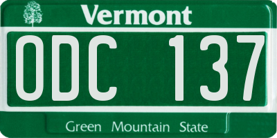 VT license plate ODC137