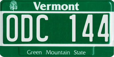 VT license plate ODC144