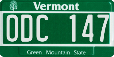 VT license plate ODC147