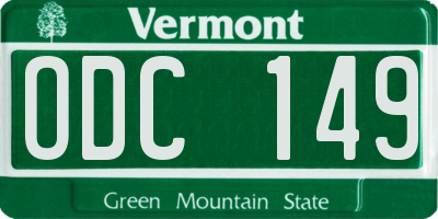VT license plate ODC149
