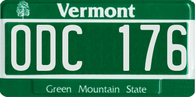 VT license plate ODC176