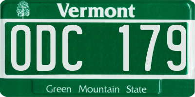 VT license plate ODC179