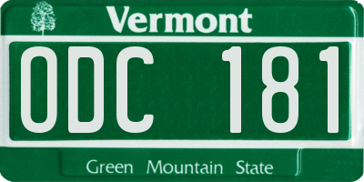 VT license plate ODC181