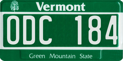 VT license plate ODC184