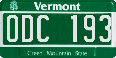 VT license plate ODC193