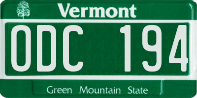 VT license plate ODC194