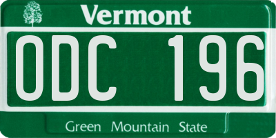 VT license plate ODC196