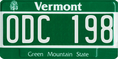 VT license plate ODC198