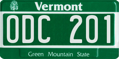 VT license plate ODC201