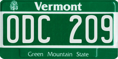 VT license plate ODC209