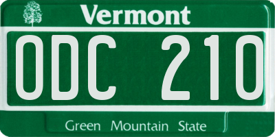 VT license plate ODC210