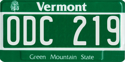 VT license plate ODC219