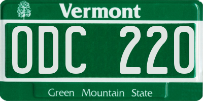 VT license plate ODC220