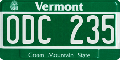 VT license plate ODC235