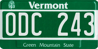 VT license plate ODC243