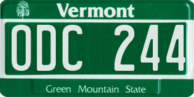 VT license plate ODC244