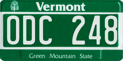 VT license plate ODC248