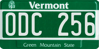 VT license plate ODC256