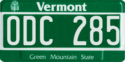 VT license plate ODC285