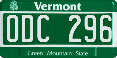 VT license plate ODC296