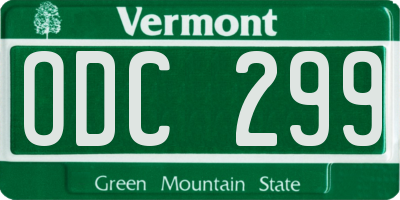 VT license plate ODC299