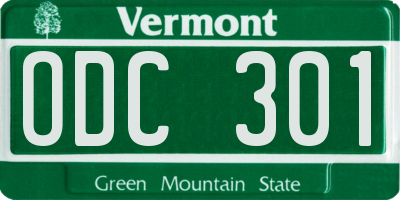 VT license plate ODC301