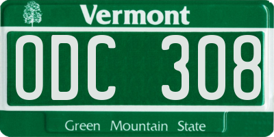 VT license plate ODC308