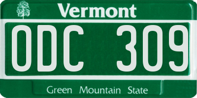 VT license plate ODC309