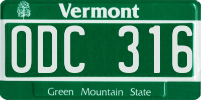 VT license plate ODC316