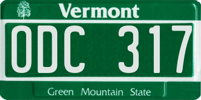 VT license plate ODC317