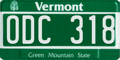 VT license plate ODC318