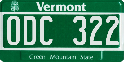 VT license plate ODC322