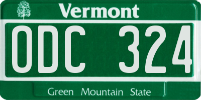 VT license plate ODC324