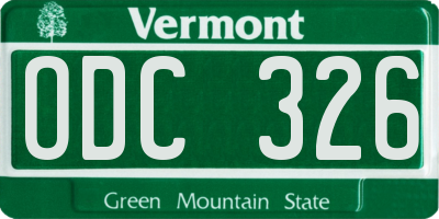 VT license plate ODC326