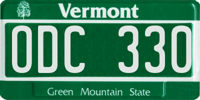 VT license plate ODC330