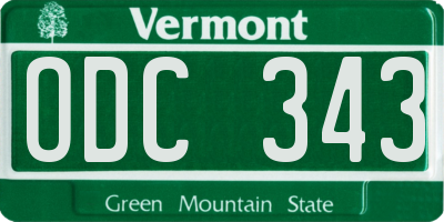 VT license plate ODC343