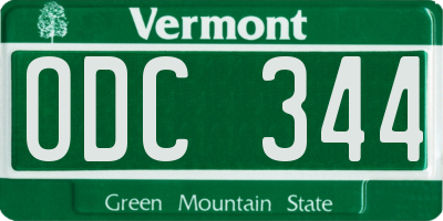 VT license plate ODC344
