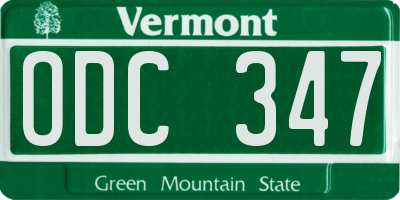 VT license plate ODC347