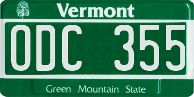 VT license plate ODC355