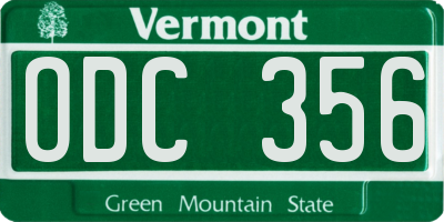 VT license plate ODC356