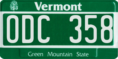 VT license plate ODC358