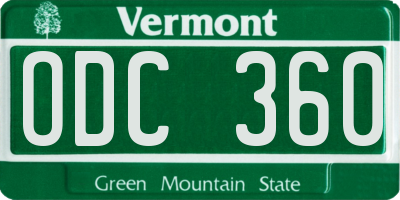 VT license plate ODC360