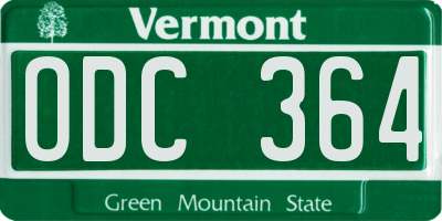 VT license plate ODC364