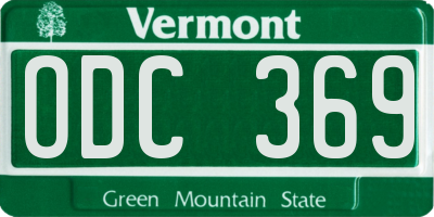 VT license plate ODC369
