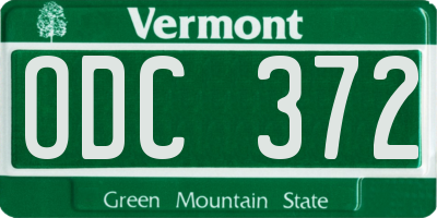 VT license plate ODC372