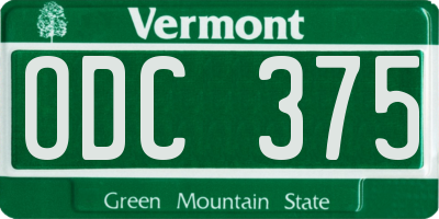 VT license plate ODC375