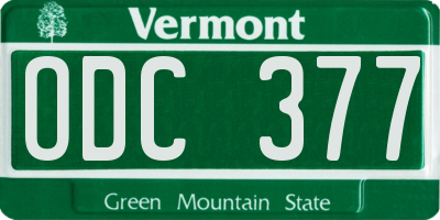VT license plate ODC377