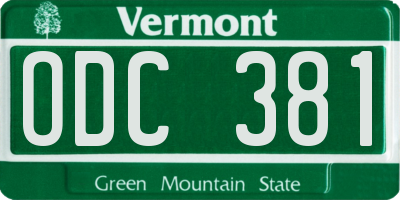 VT license plate ODC381