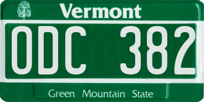 VT license plate ODC382