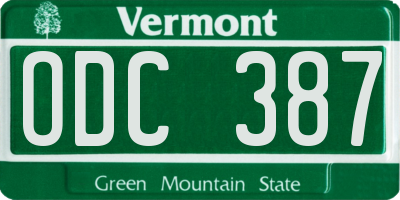 VT license plate ODC387